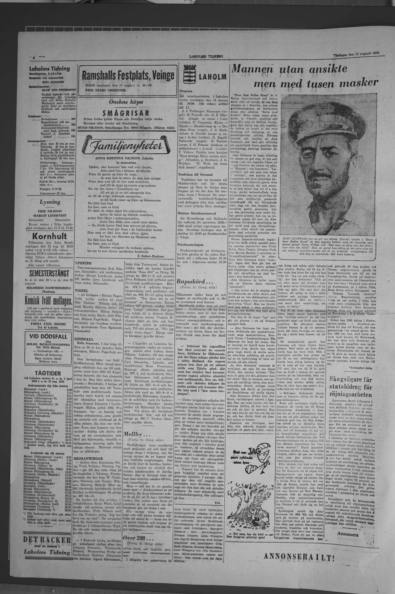 Laholms Tidning Tisdag 12 augusti 1958, sida 2