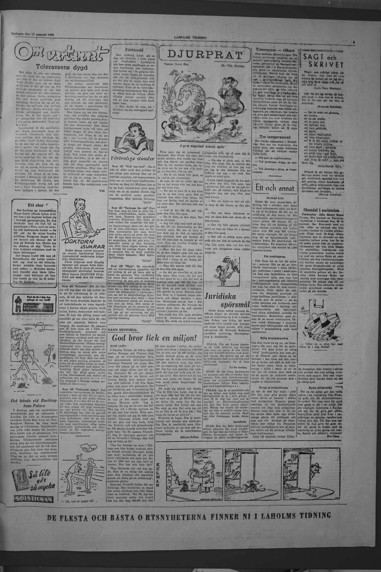 Laholms Tidning Tisdag 12 augusti 1958, sida 7