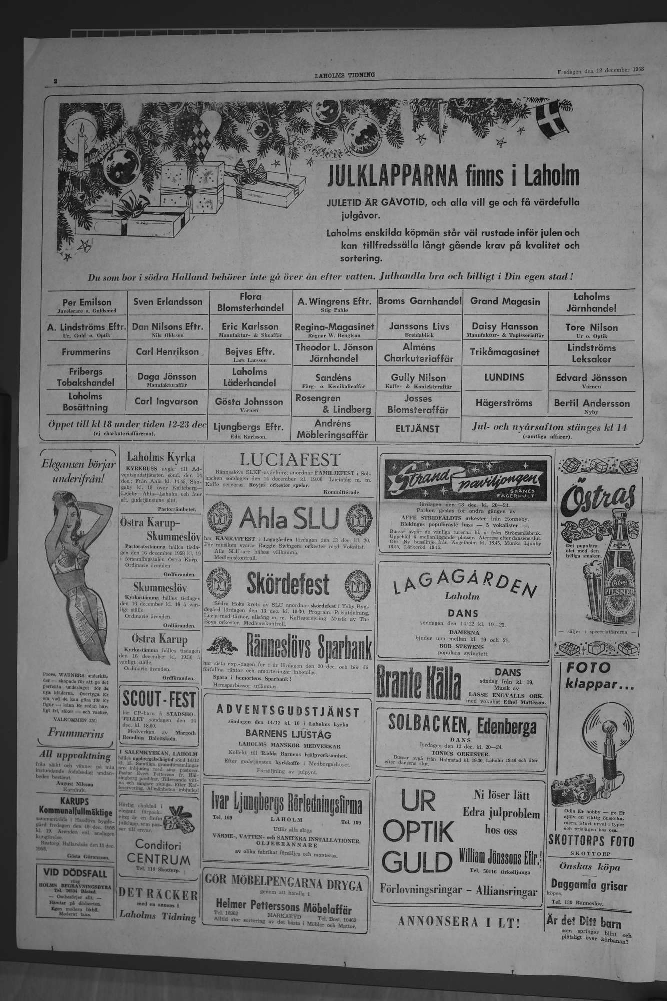 Laholms Tidning Fredag 12 december 1958, sida 2
