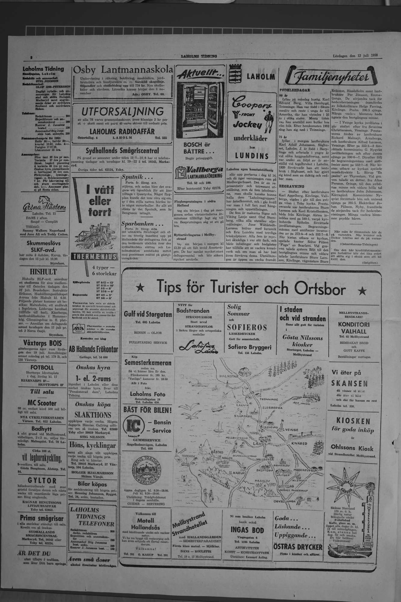 Laholms Tidning Lördag 12 juli 1958, sida 2