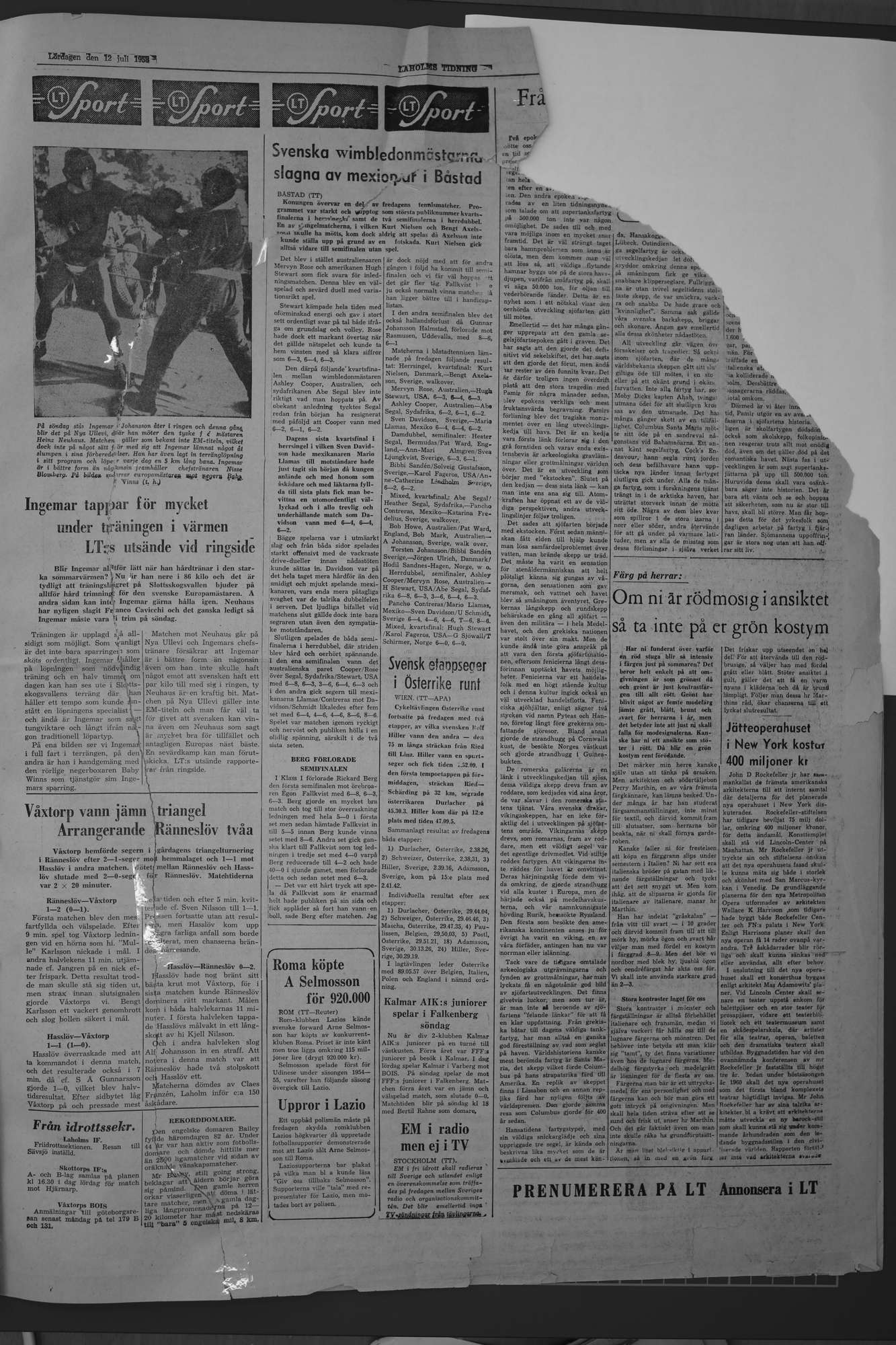 Laholms Tidning Lördag 12 juli 1958, sida 5