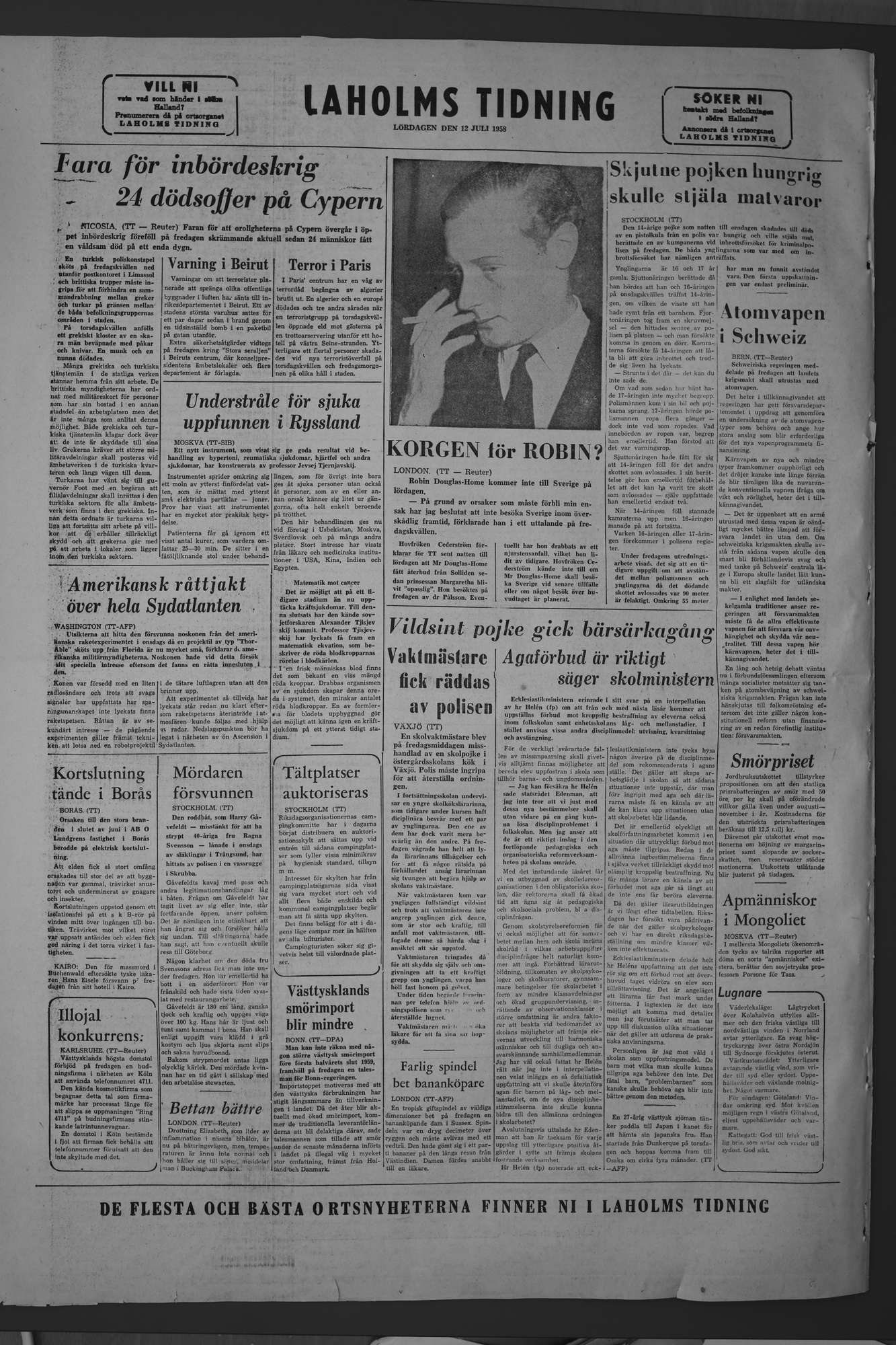 Laholms Tidning Lördag 12 juli 1958, sida 8