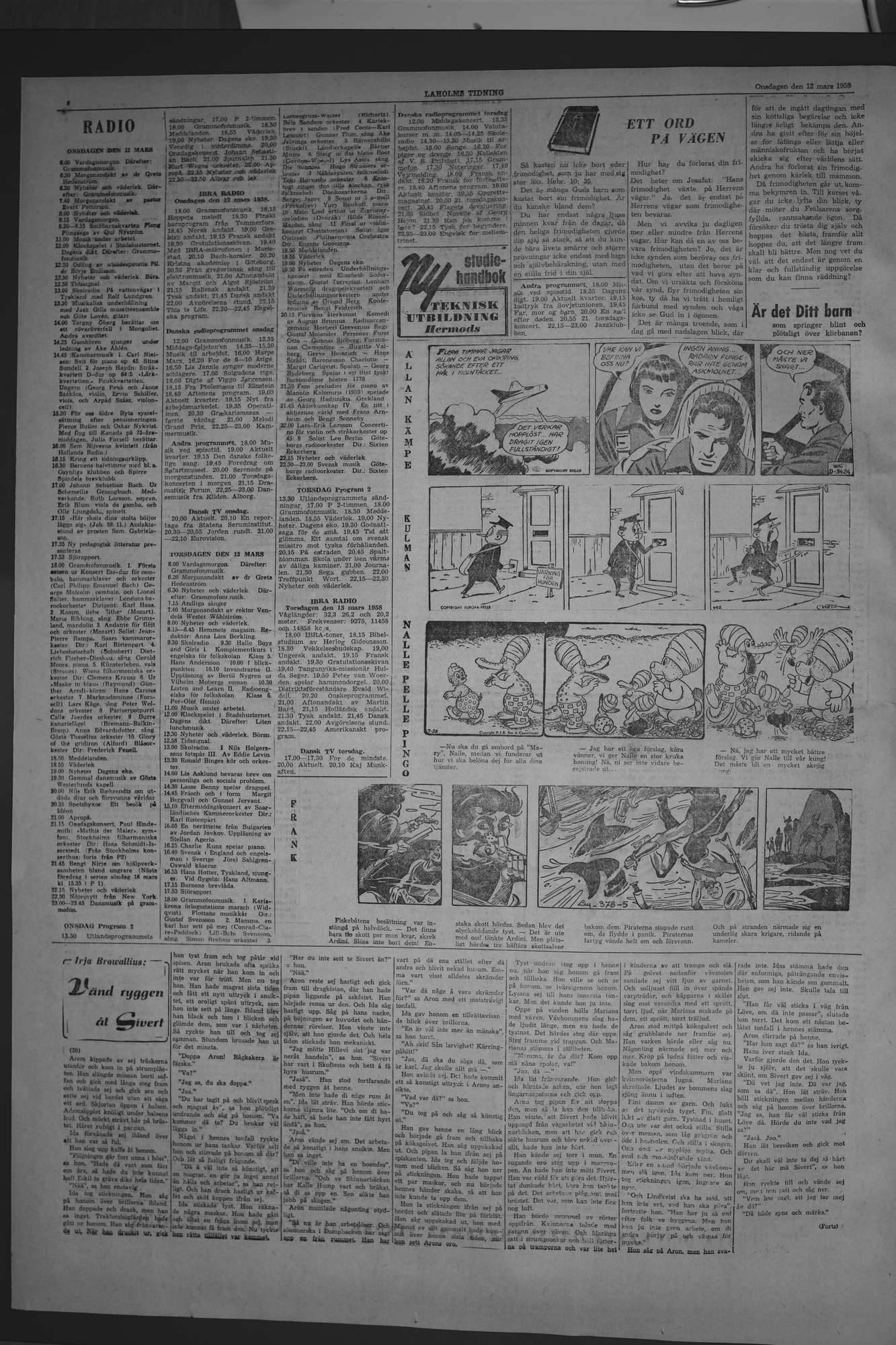 Laholms Tidning Onsdag 12 mars 1958, sida 6