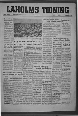 Förstasidan, Måndag 18 juli 1949
