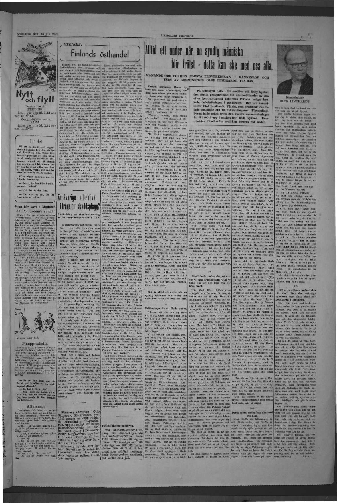 Laholms Tidning Måndag 18 juli 1949, sida 5