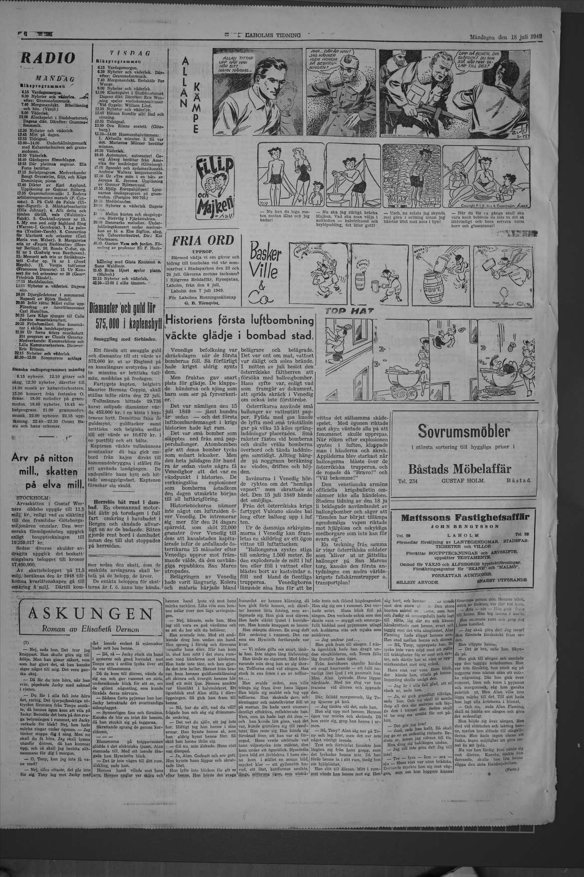 Laholms Tidning Måndag 18 juli 1949, sida 6