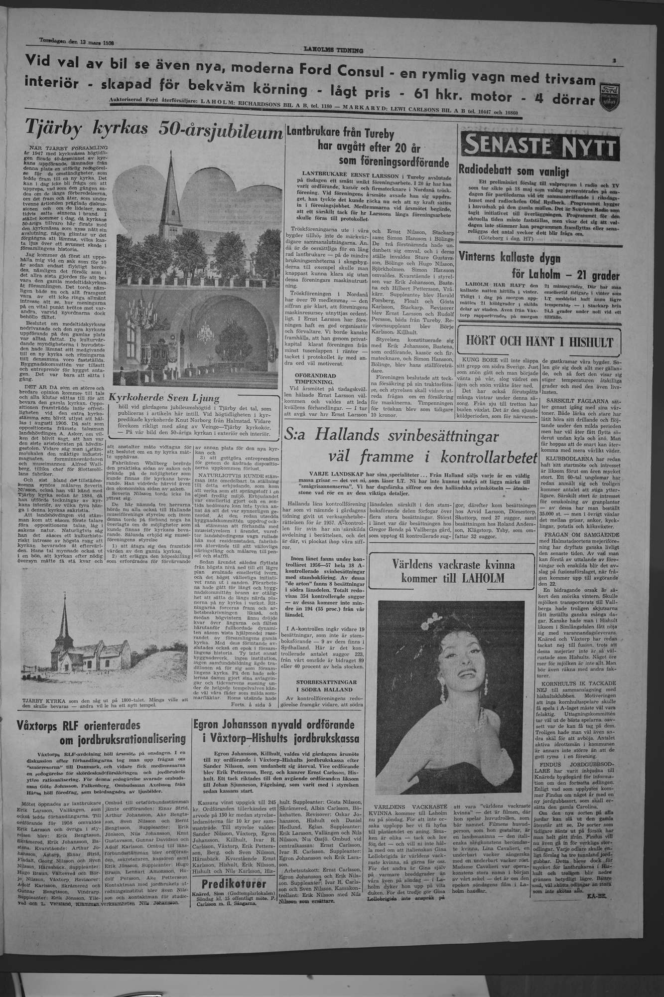 Laholms Tidning Torsdag 13 mars 1958, sida 3