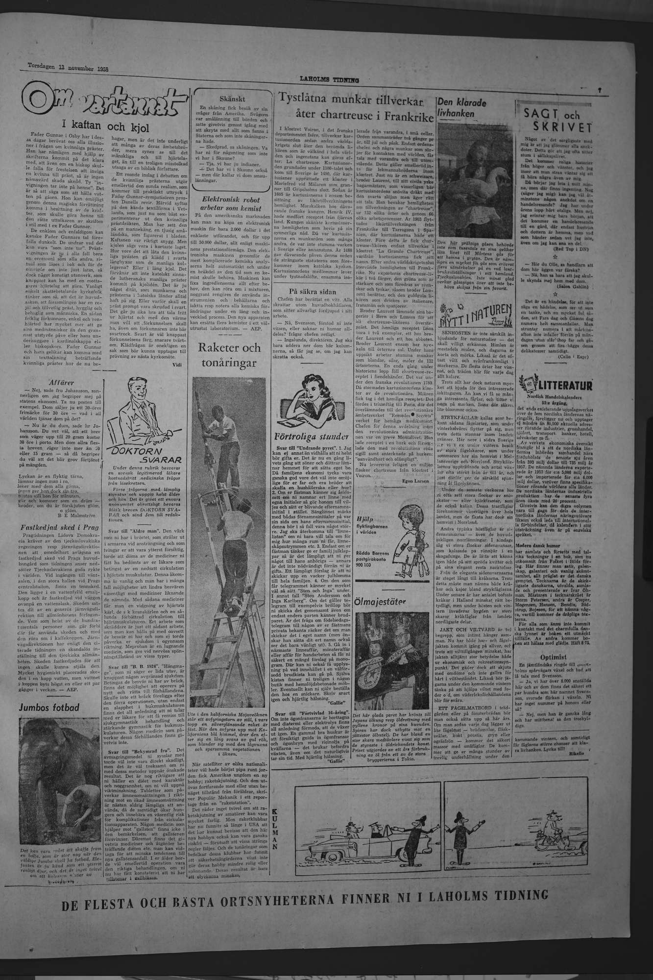 Laholms Tidning Torsdag 13 november 1958, sida 7
