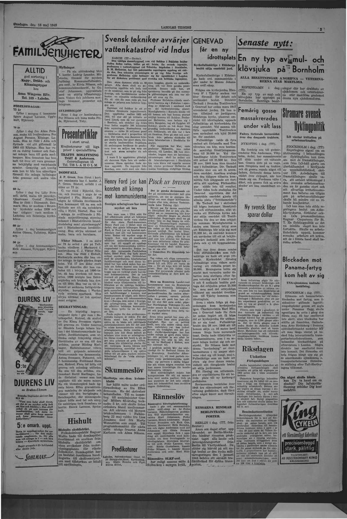 Laholms Tidning Onsdag 18 maj 1949, sida 3