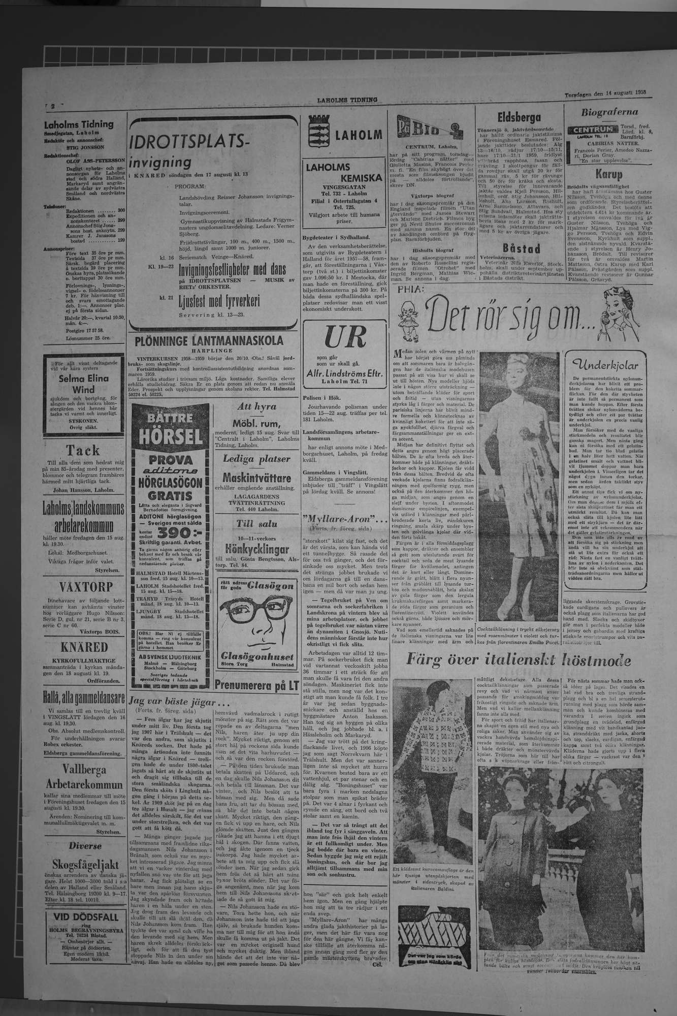 Laholms Tidning Torsdag 14 augusti 1958, sida 2