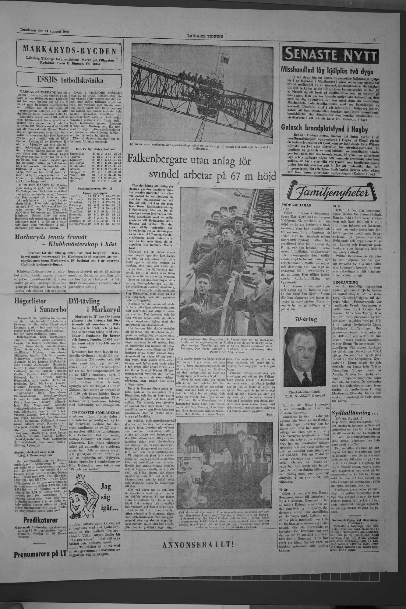 Laholms Tidning Torsdag 14 augusti 1958, sida 3