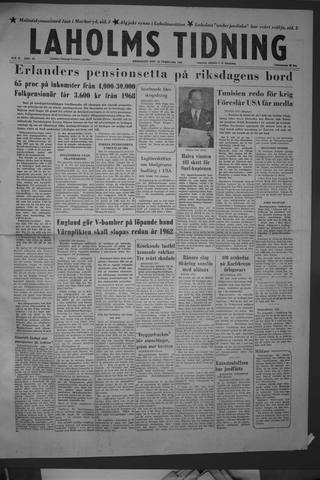 Förstasidan, Fredag 14 februari 1958