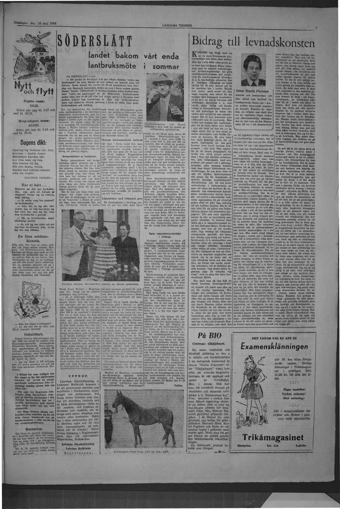 Laholms Tidning Onsdag 18 maj 1949, sida 5