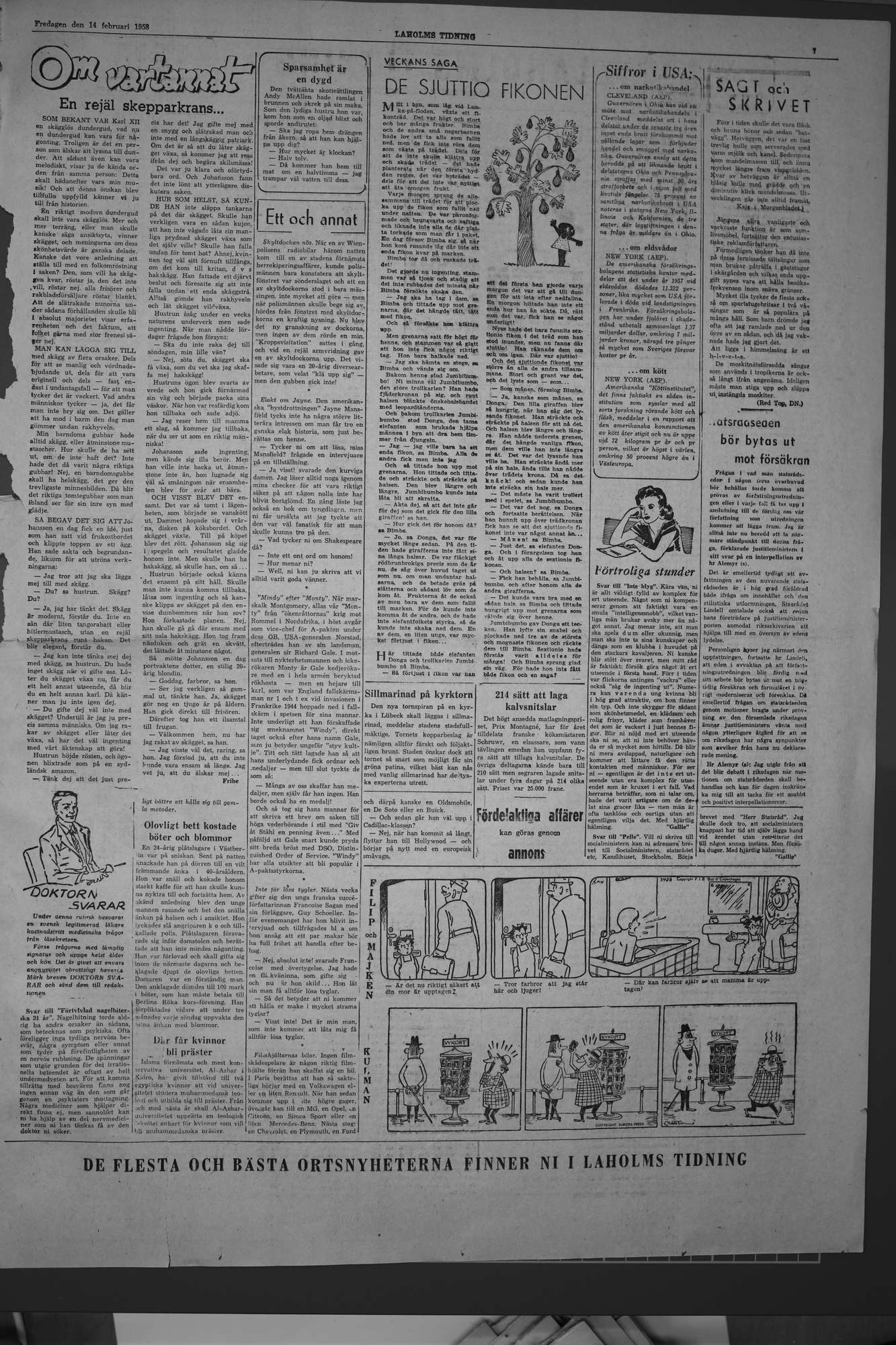 Laholms Tidning Fredag 14 februari 1958, sida 7