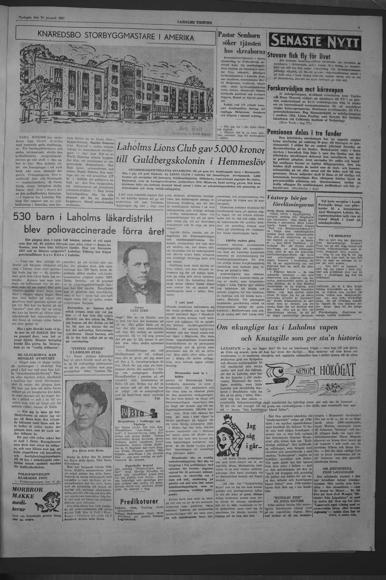 Laholms Tidning Tisdag 14 januari 1958, sida 3