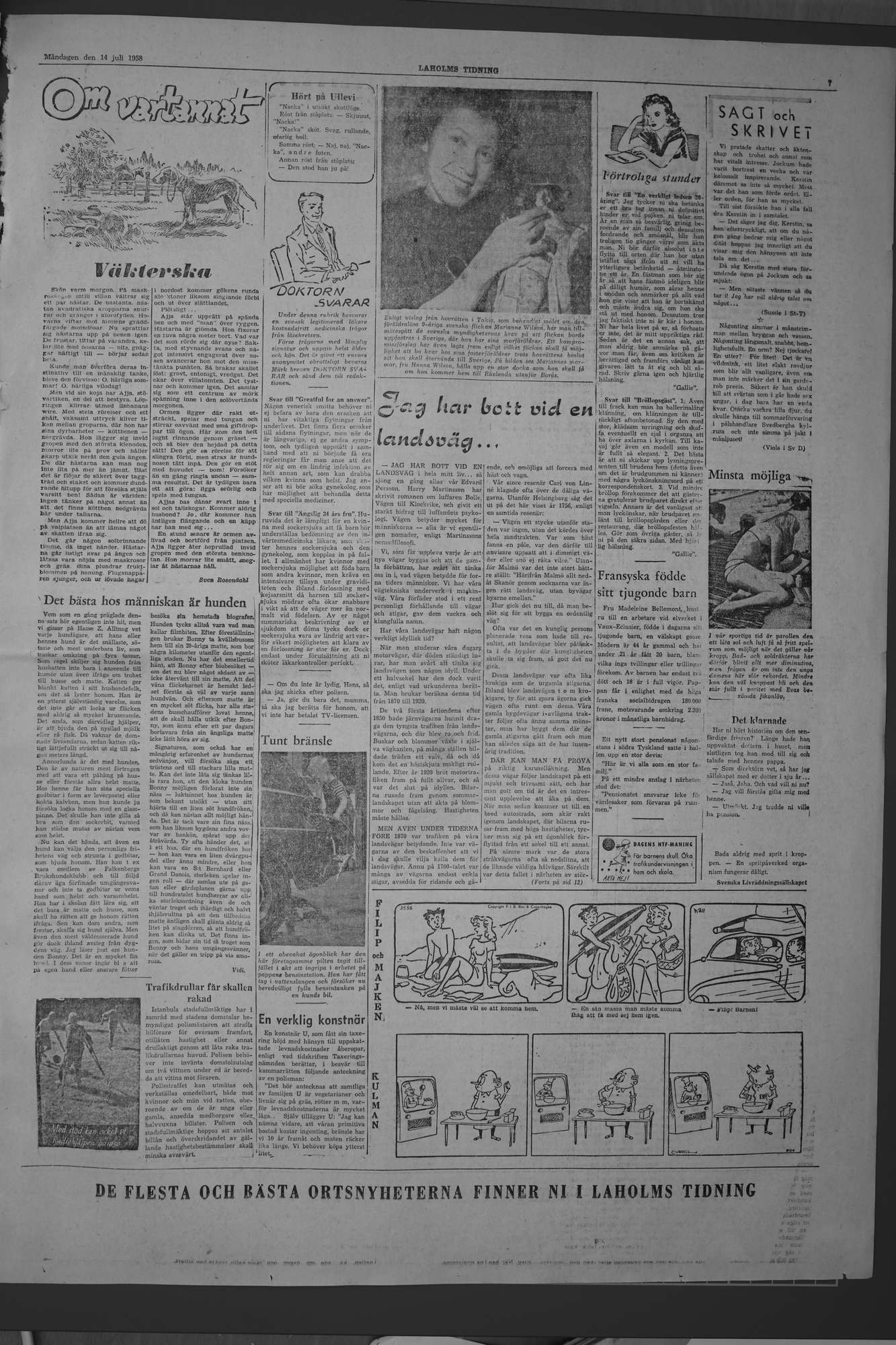 Laholms Tidning Måndag 14 juli 1958, sida 7