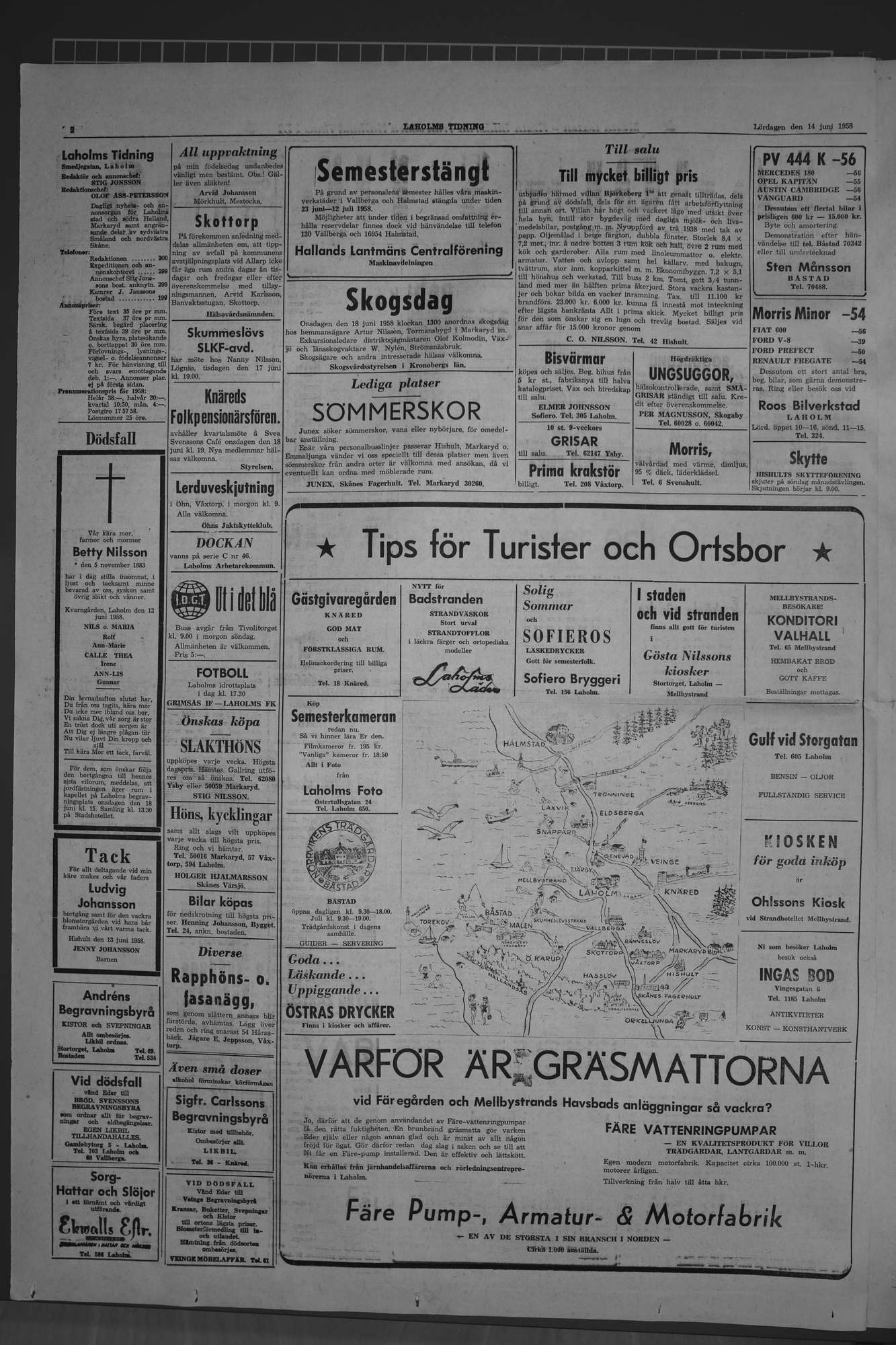 Laholms Tidning Lördag 14 juni 1958, sida 2