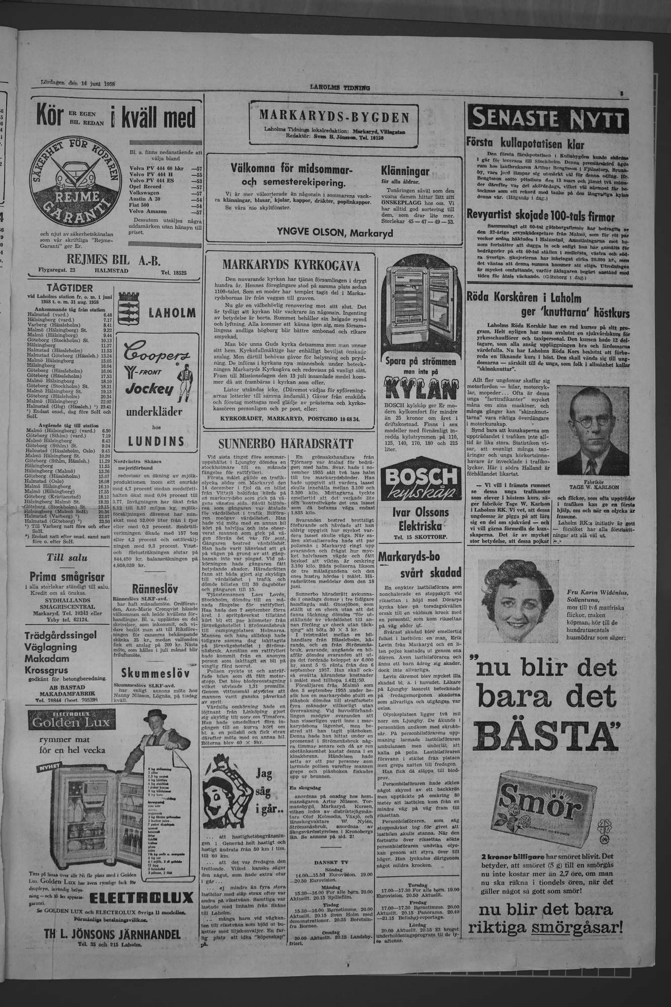 Laholms Tidning Lördag 14 juni 1958, sida 3