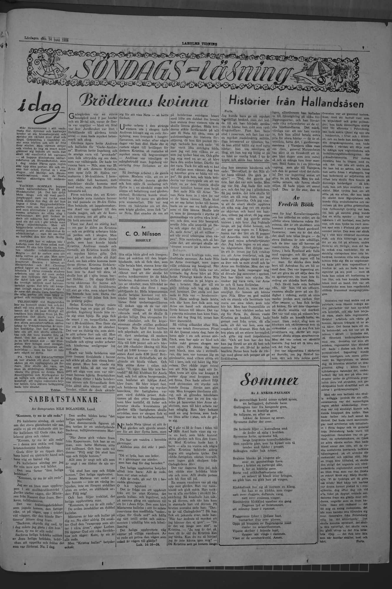 Laholms Tidning Lördag 14 juni 1958, sida 7