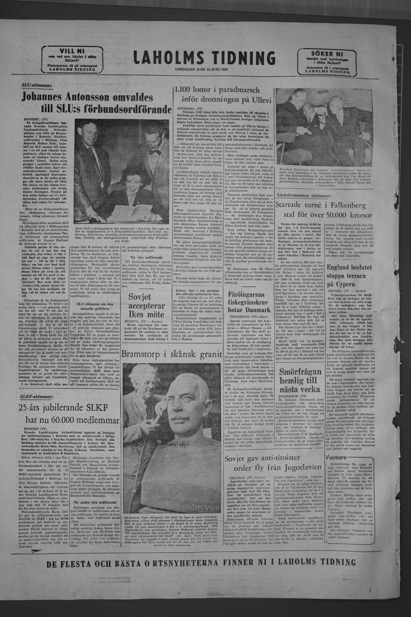 Laholms Tidning Lördag 14 juni 1958, sida 8
