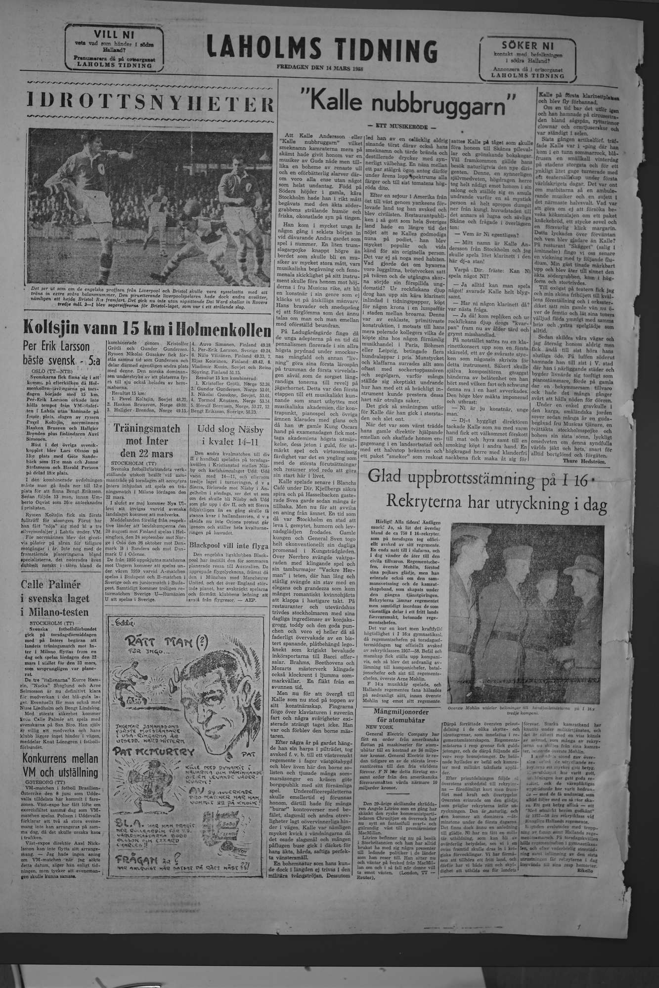Laholms Tidning Fredag 14 mars 1958, sida 8