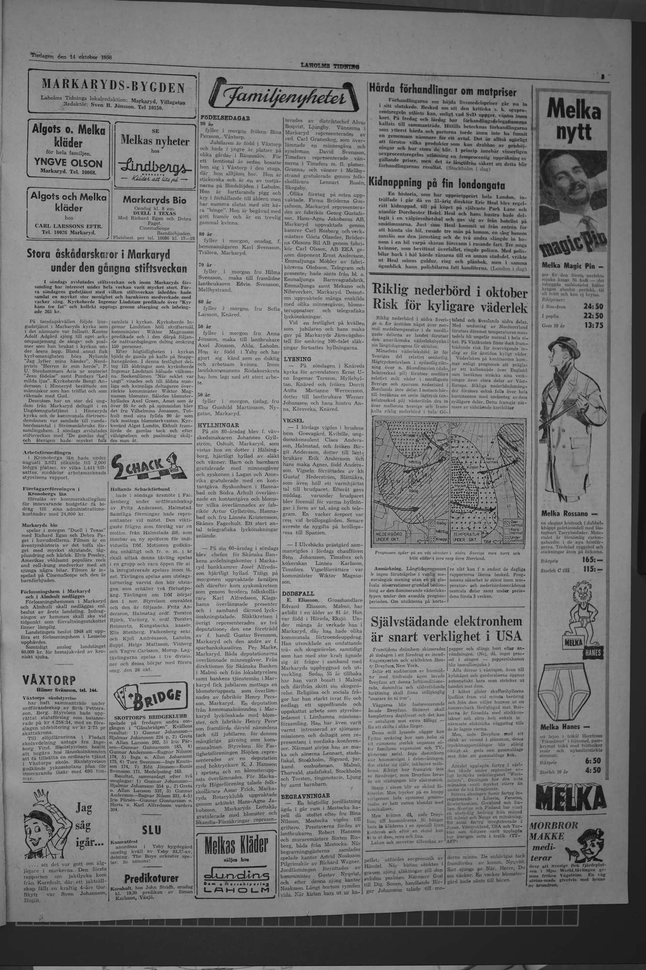 Laholms Tidning Tisdag 14 oktober 1958, sida 3