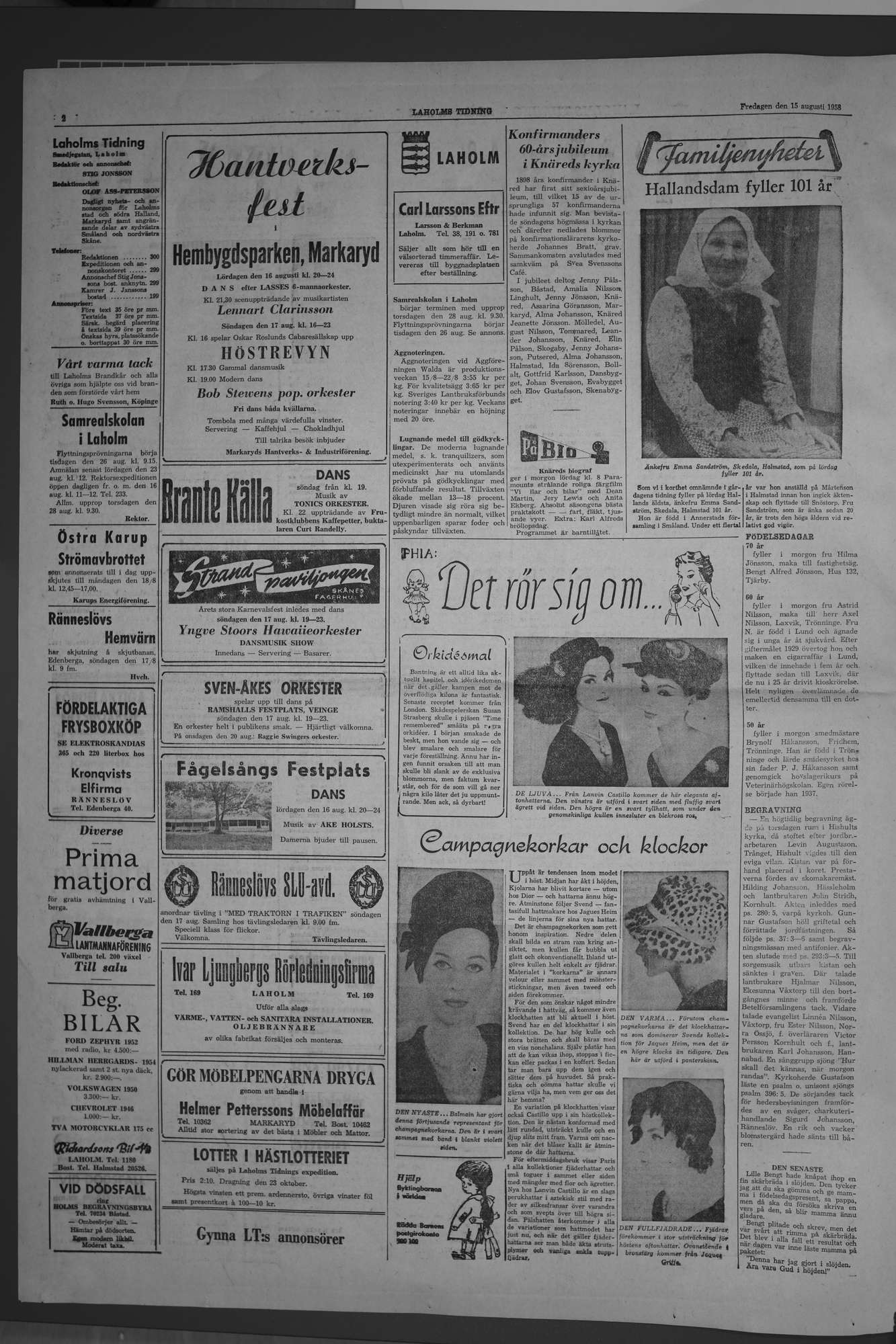 Laholms Tidning Fredag 15 augusti 1958, sida 2