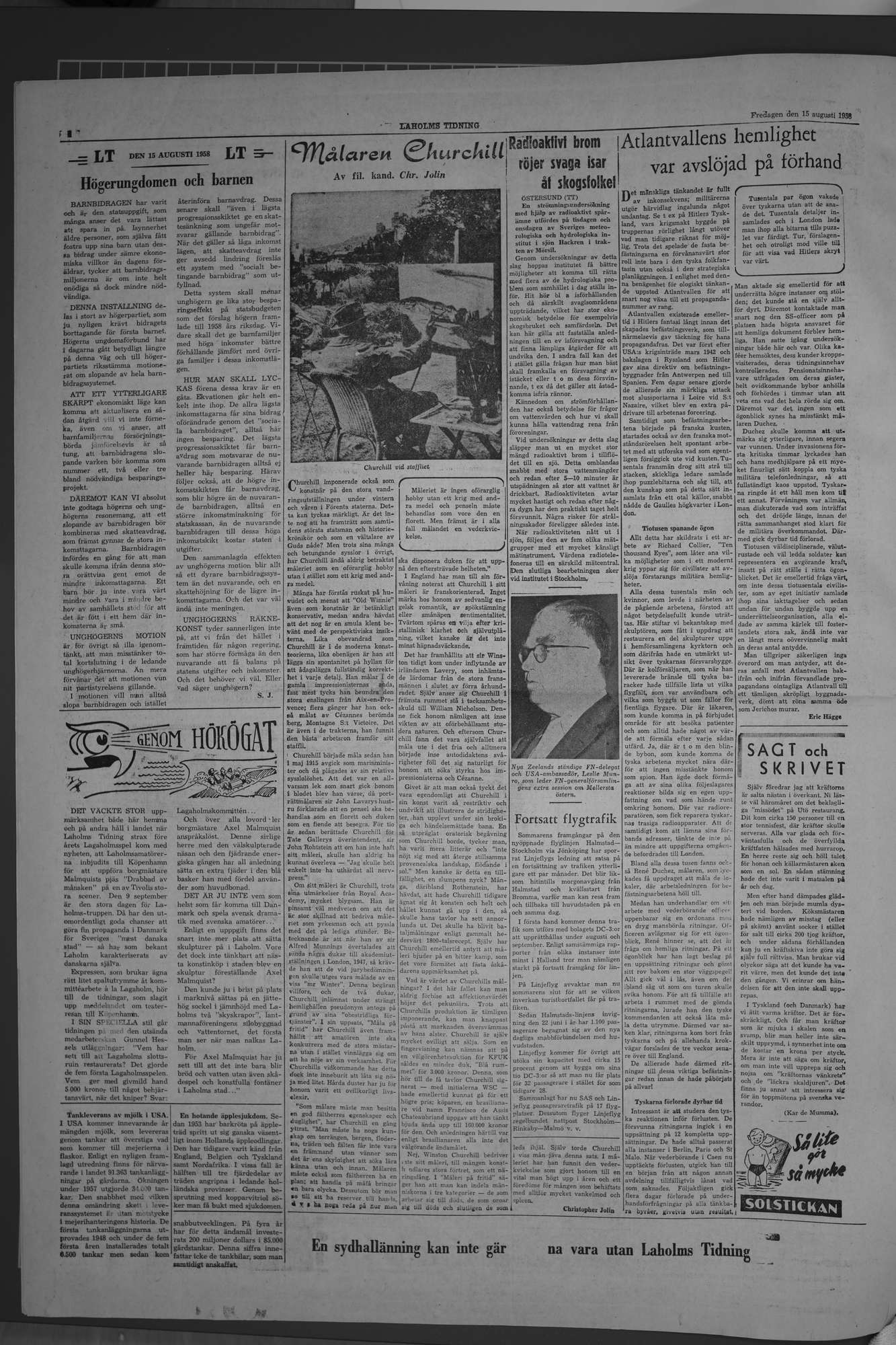 Laholms Tidning Fredag 15 augusti 1958, sida 4