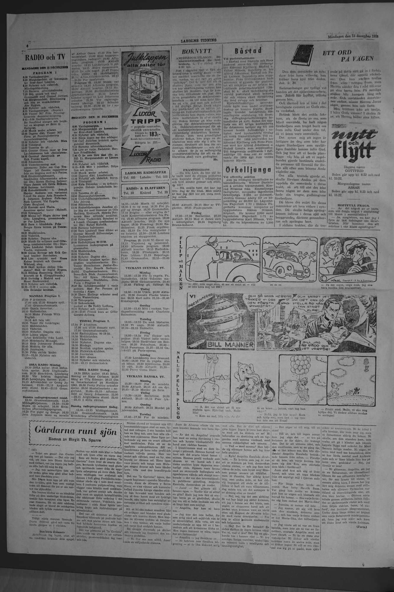 Laholms Tidning Måndag 15 december 1958, sida 6