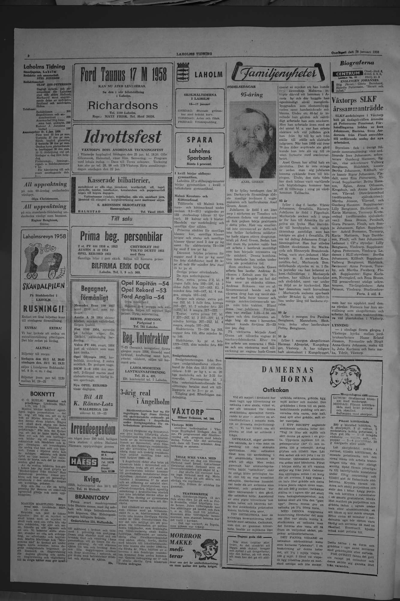 Laholms Tidning Onsdag 15 januari 1958, sida 2
