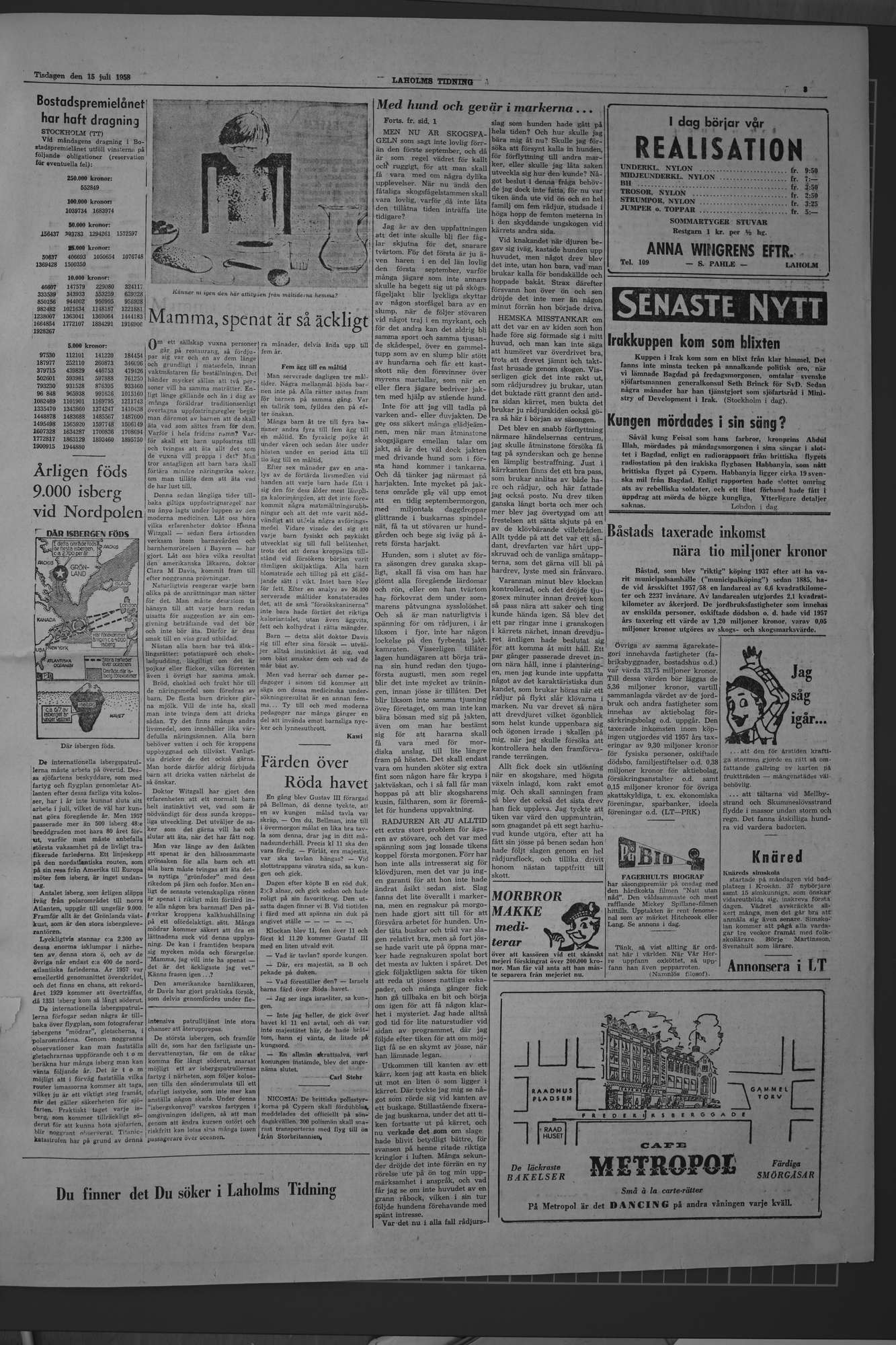 Laholms Tidning Tisdag 15 juli 1958, sida 3