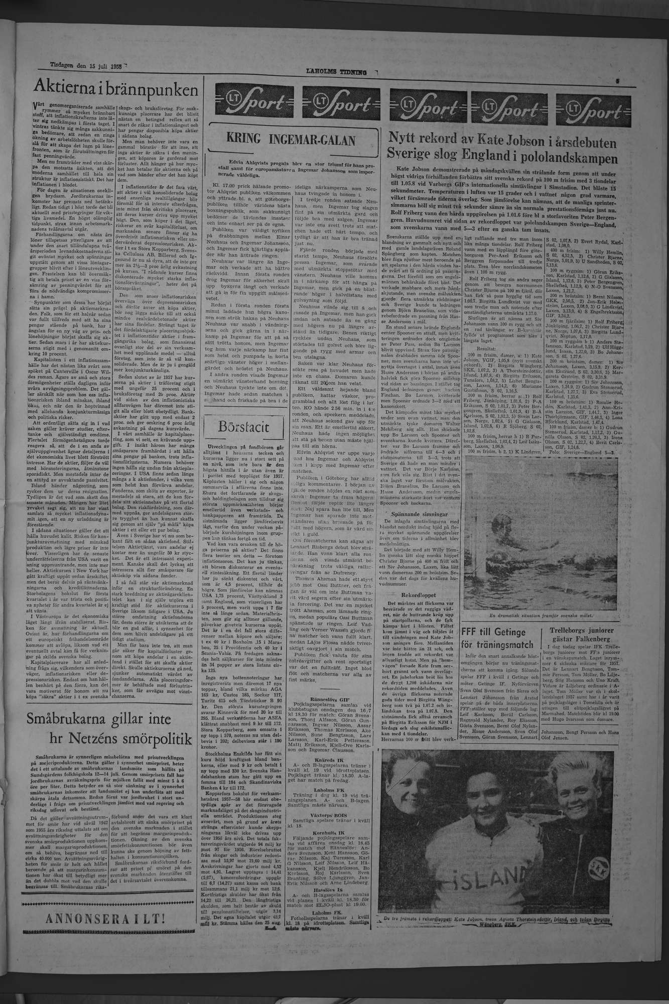 Laholms Tidning Tisdag 15 juli 1958, sida 5