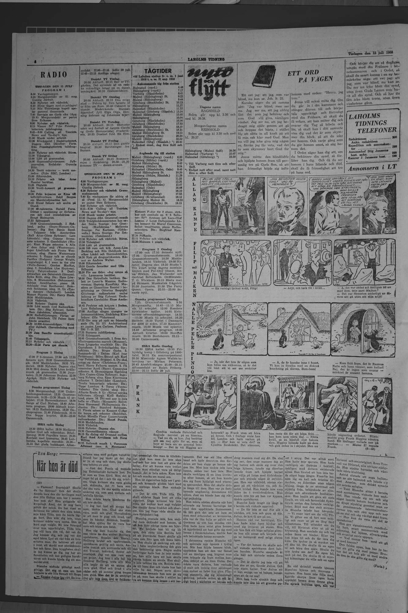 Laholms Tidning Tisdag 15 juli 1958, sida 6