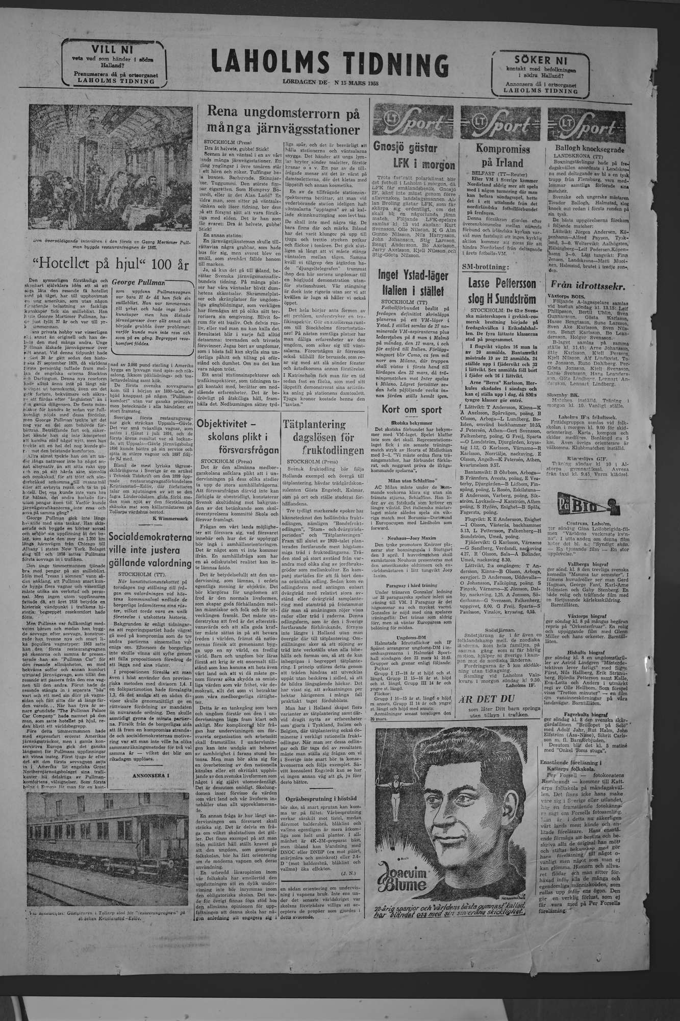 Laholms Tidning Lördag 15 mars 1958, sida 8