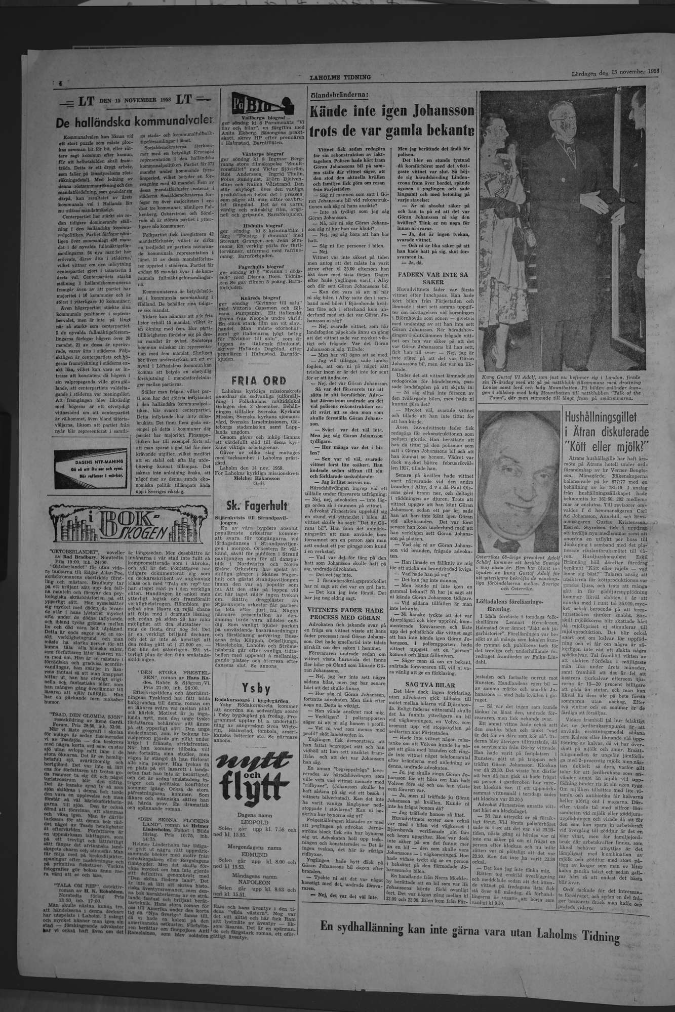 Laholms Tidning Lördag 15 november 1958, sida 4