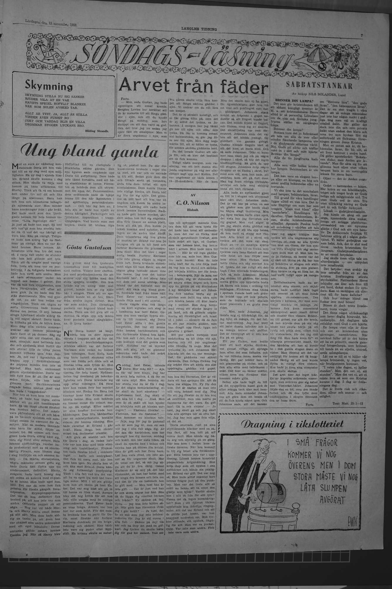 Laholms Tidning Lördag 15 november 1958, sida 7