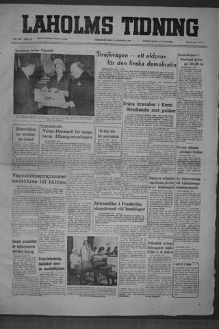 Förstasidan, Fredag 19 augusti 1949