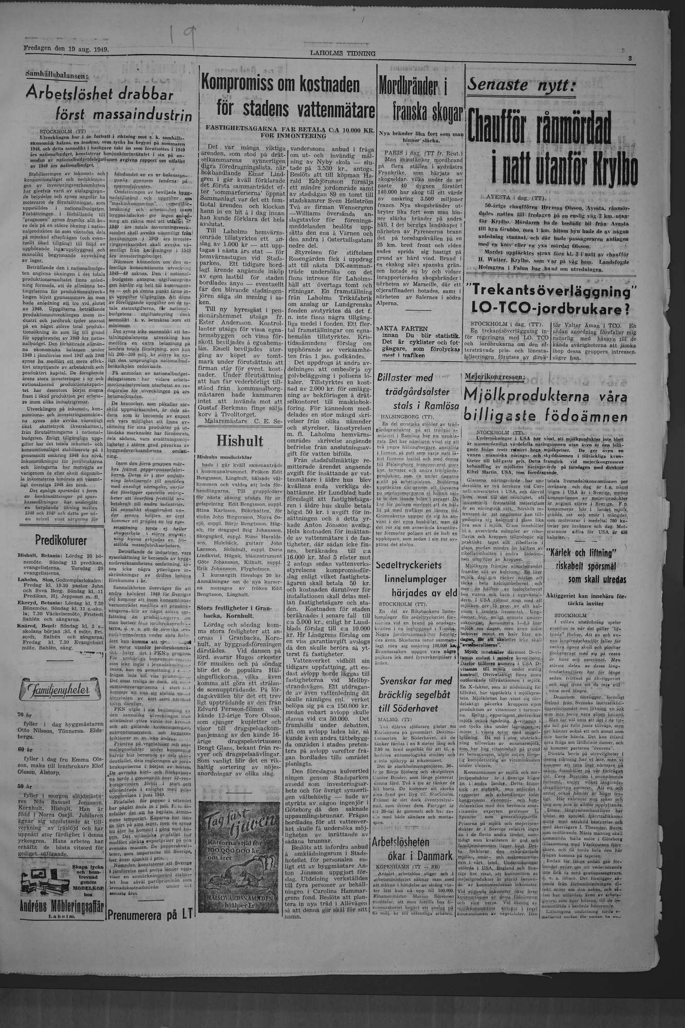 Laholms Tidning Fredag 19 augusti 1949, sida 3