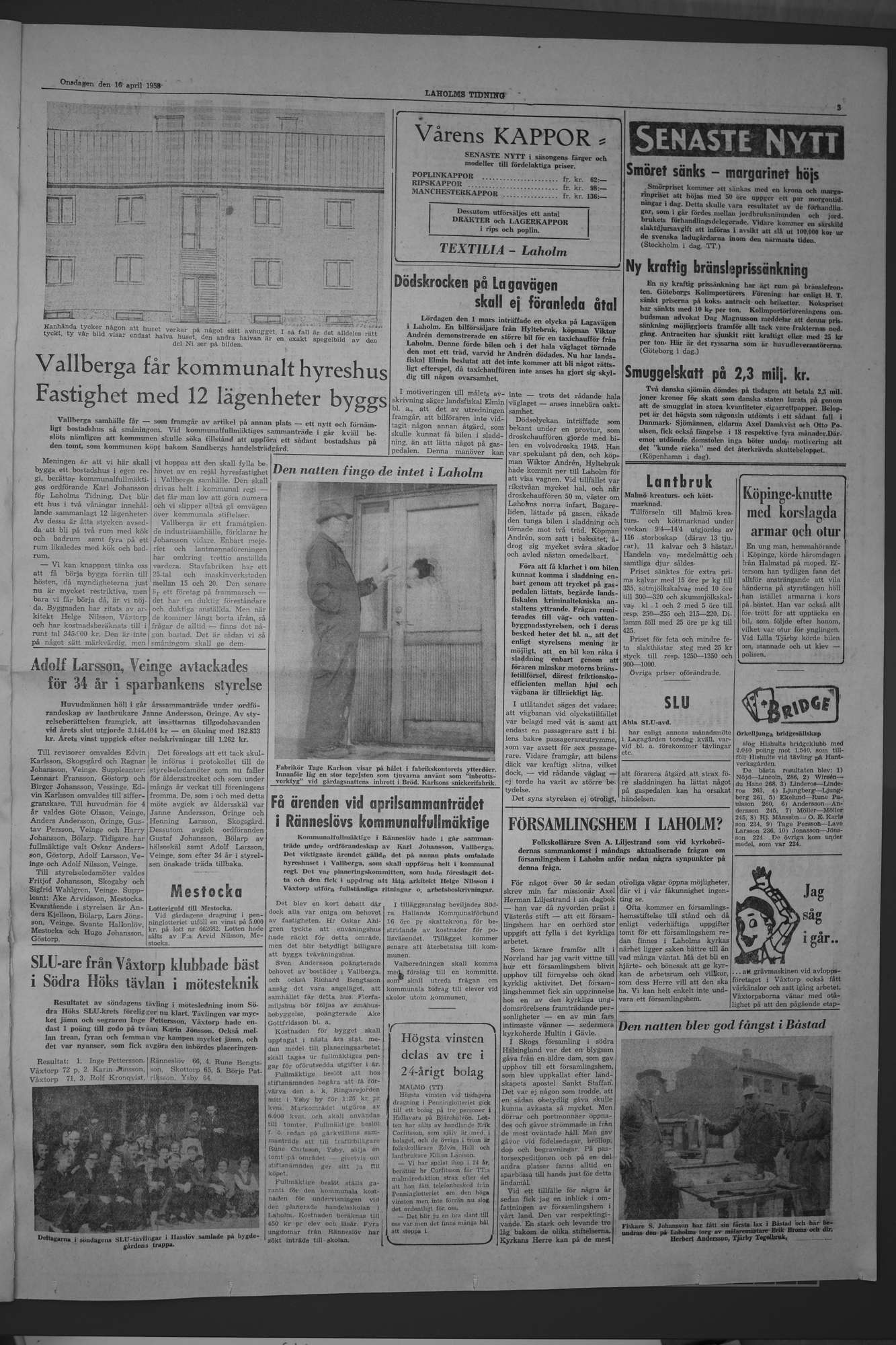 Laholms Tidning Onsdag 16 april 1958, sida 3