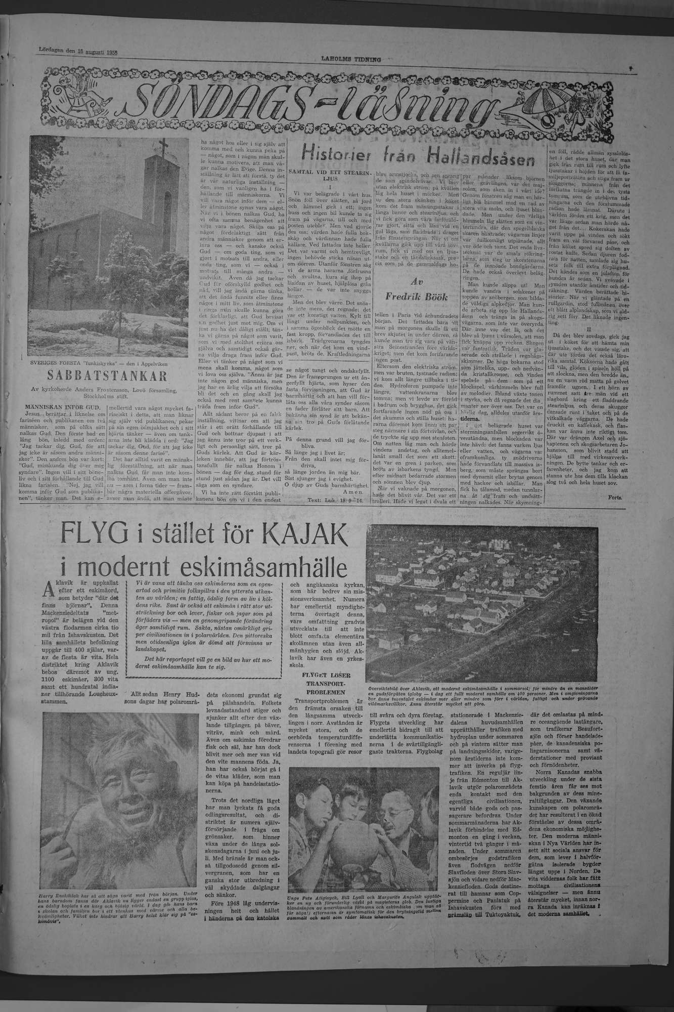 Laholms Tidning Lördag 16 augusti 1958, sida 7