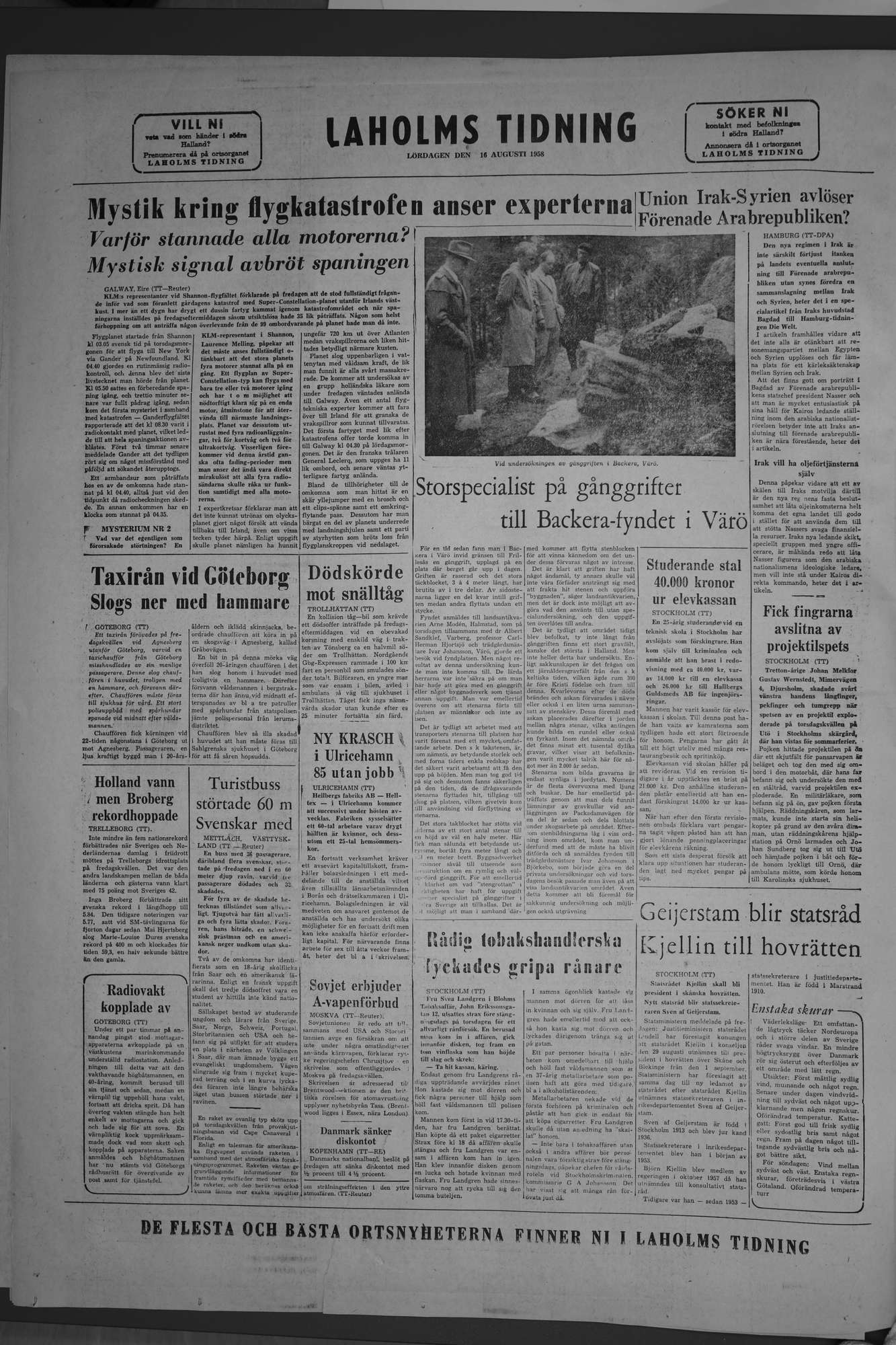 Laholms Tidning Lördag 16 augusti 1958, sida 8