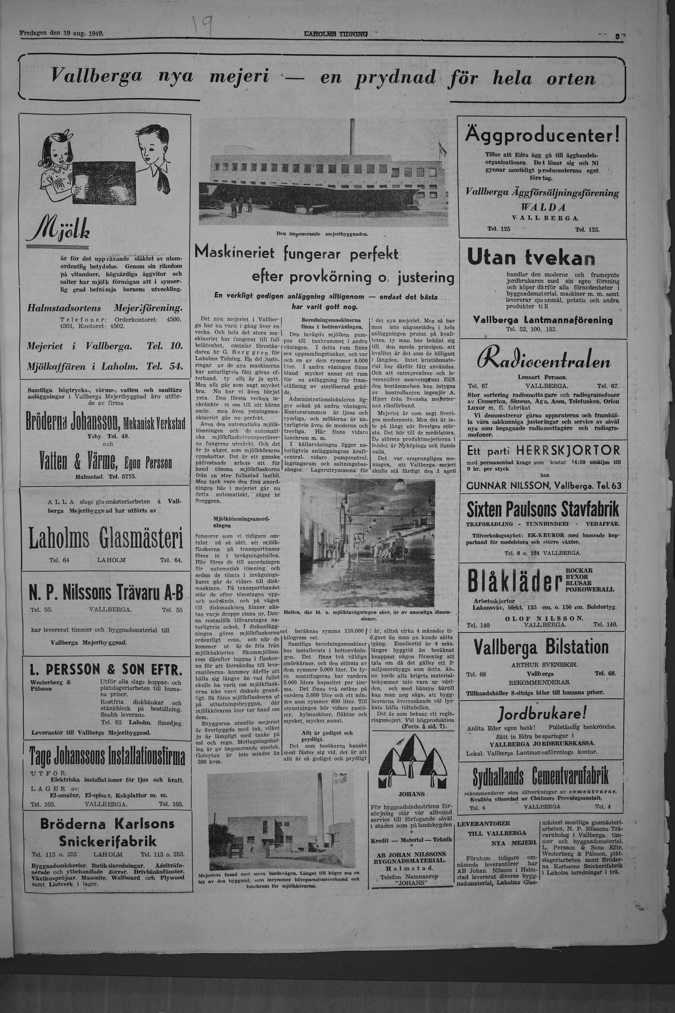 Laholms Tidning Fredag 19 augusti 1949, sida 5