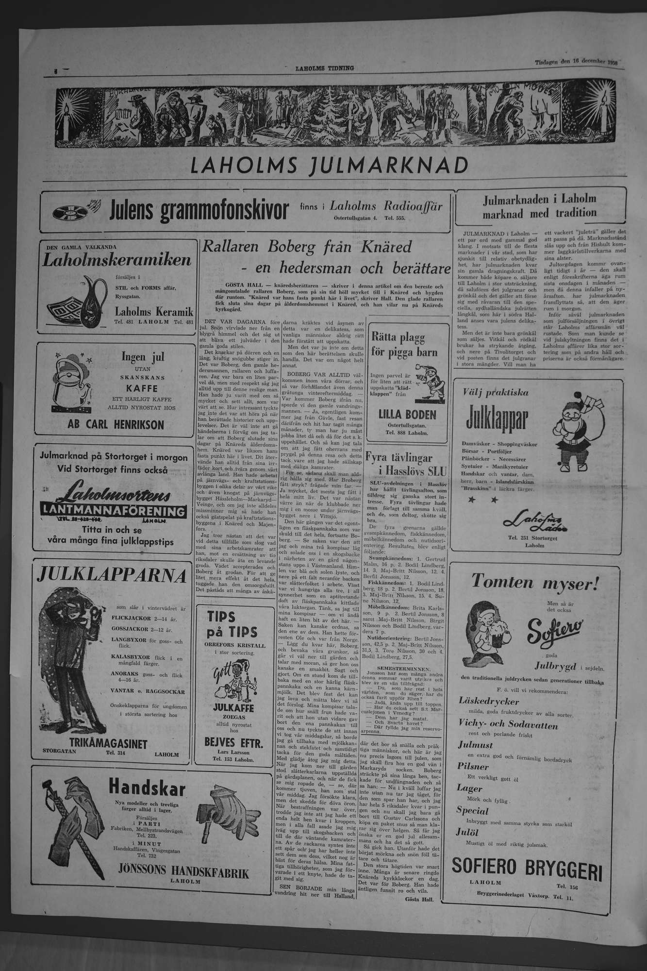 Laholms Tidning Tisdag 16 december 1958, sida 4