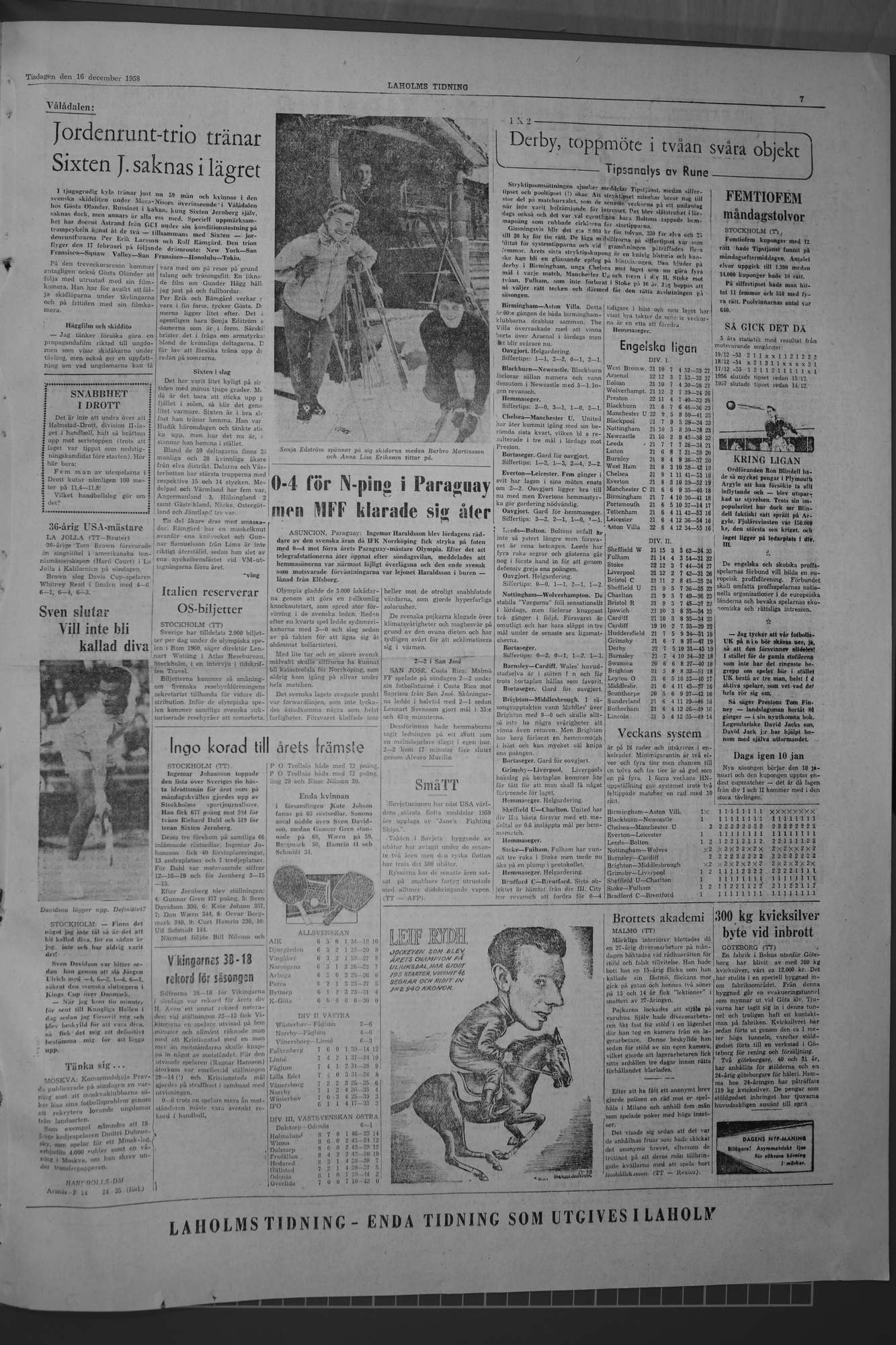 Laholms Tidning Tisdag 16 december 1958, sida 7