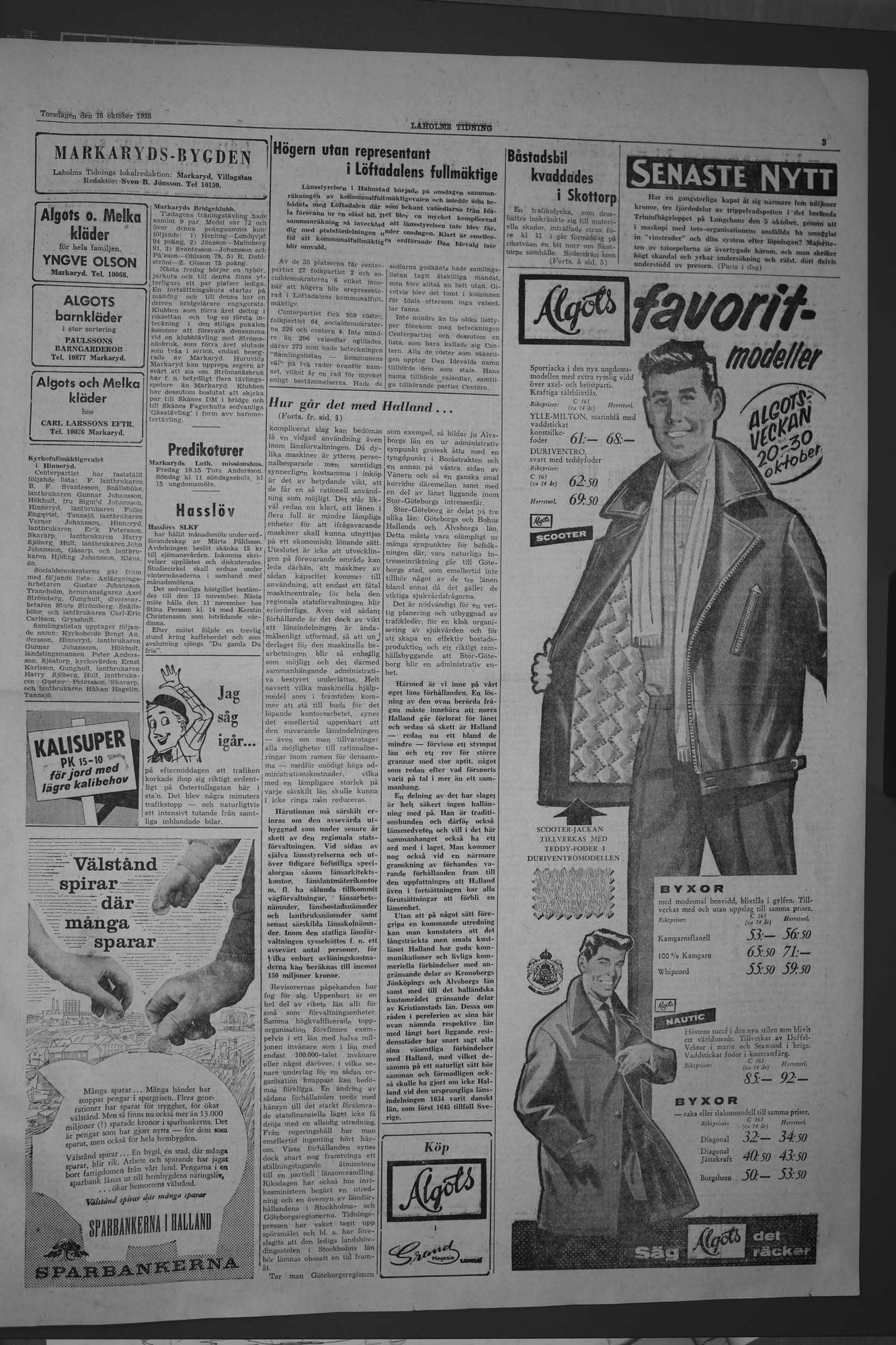 Laholms Tidning Torsdag 16 oktober 1958, sida 3