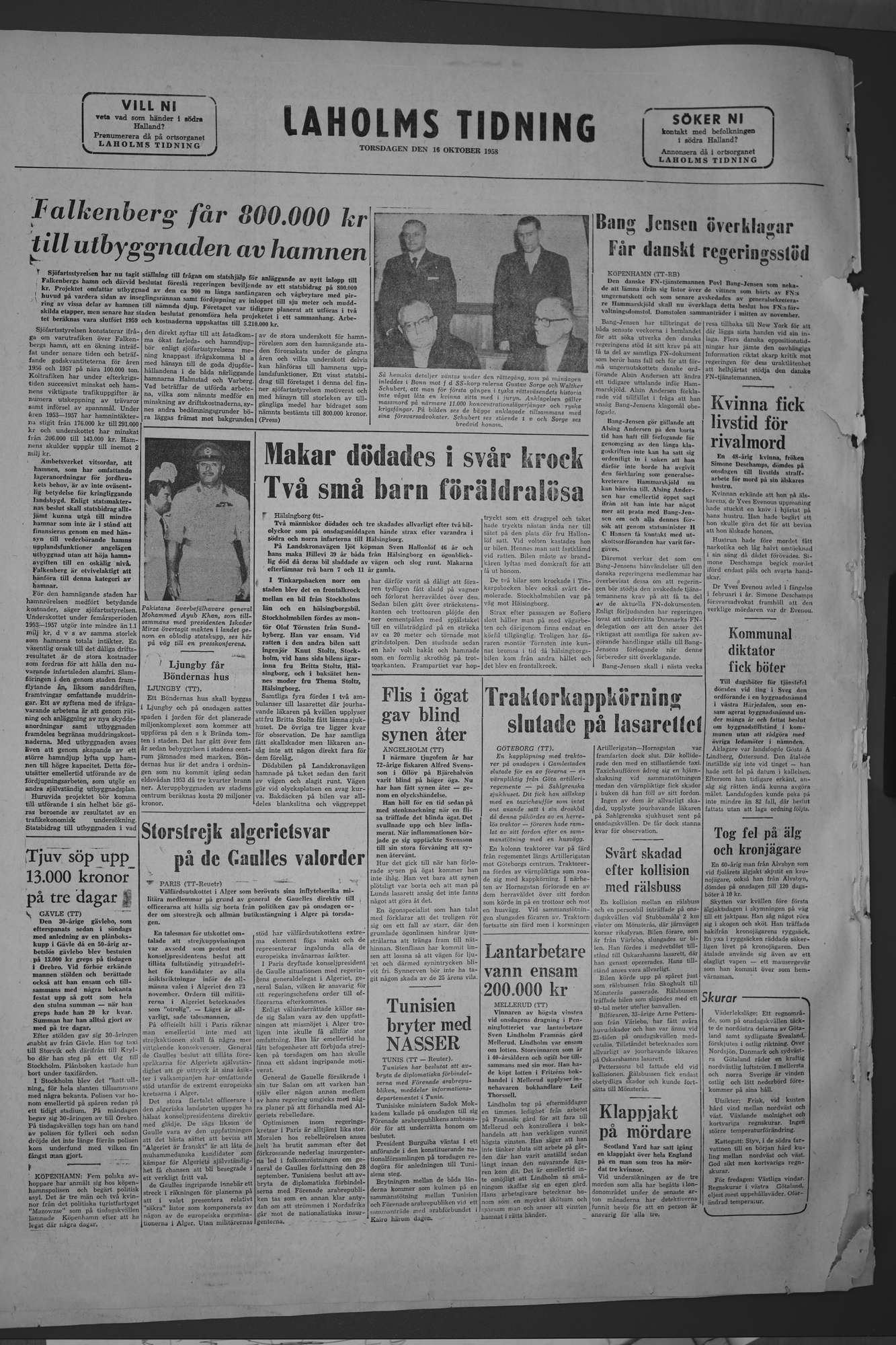 Laholms Tidning Torsdag 16 oktober 1958, sida 8