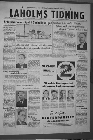 Förstasidan, Tisdag 16 september 1958