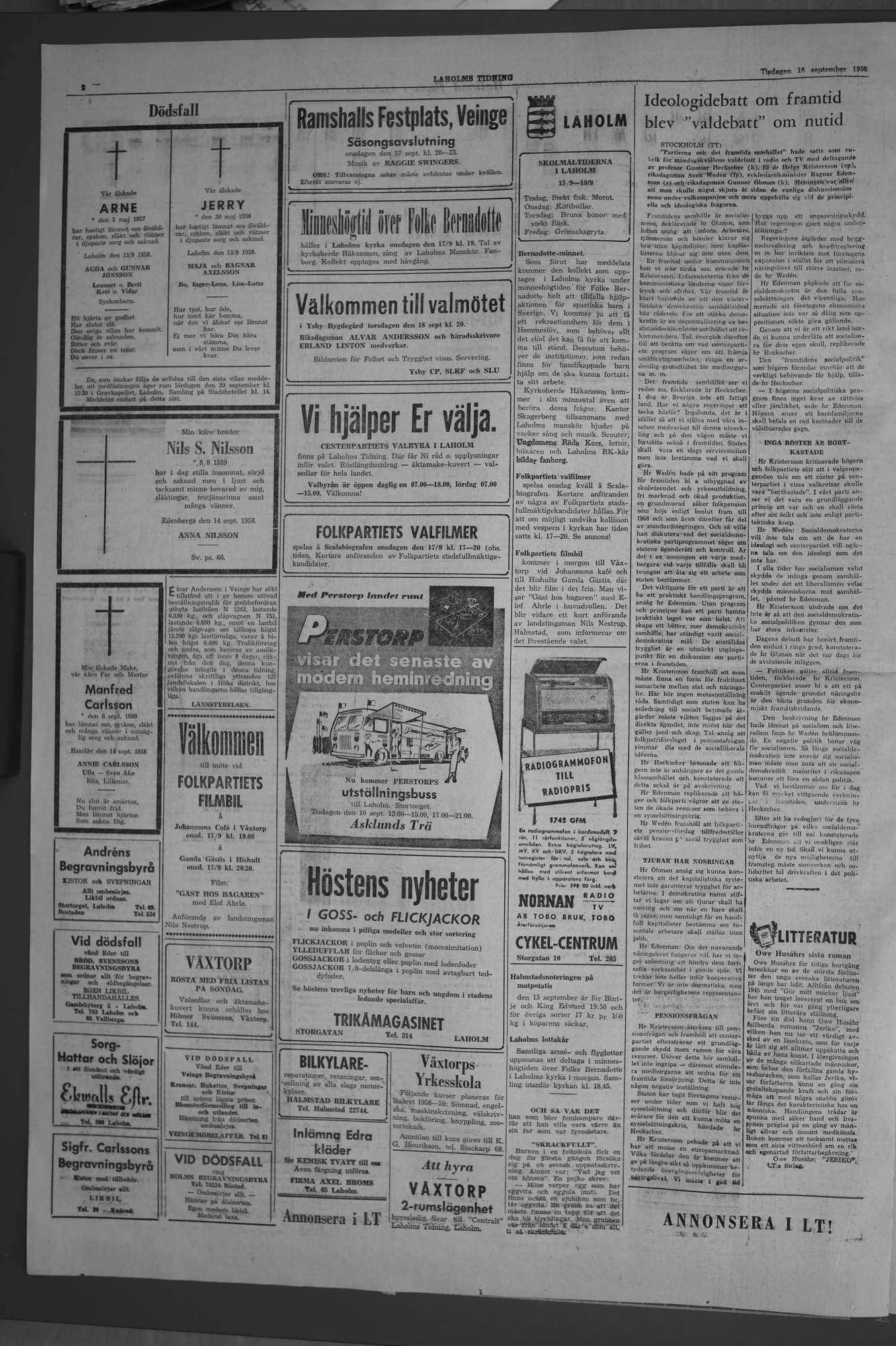 Laholms Tidning Tisdag 16 september 1958, sida 2