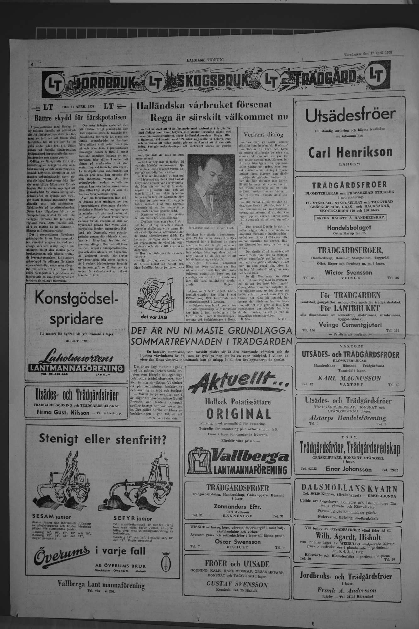 Laholms Tidning Torsdag 17 april 1958, sida 4