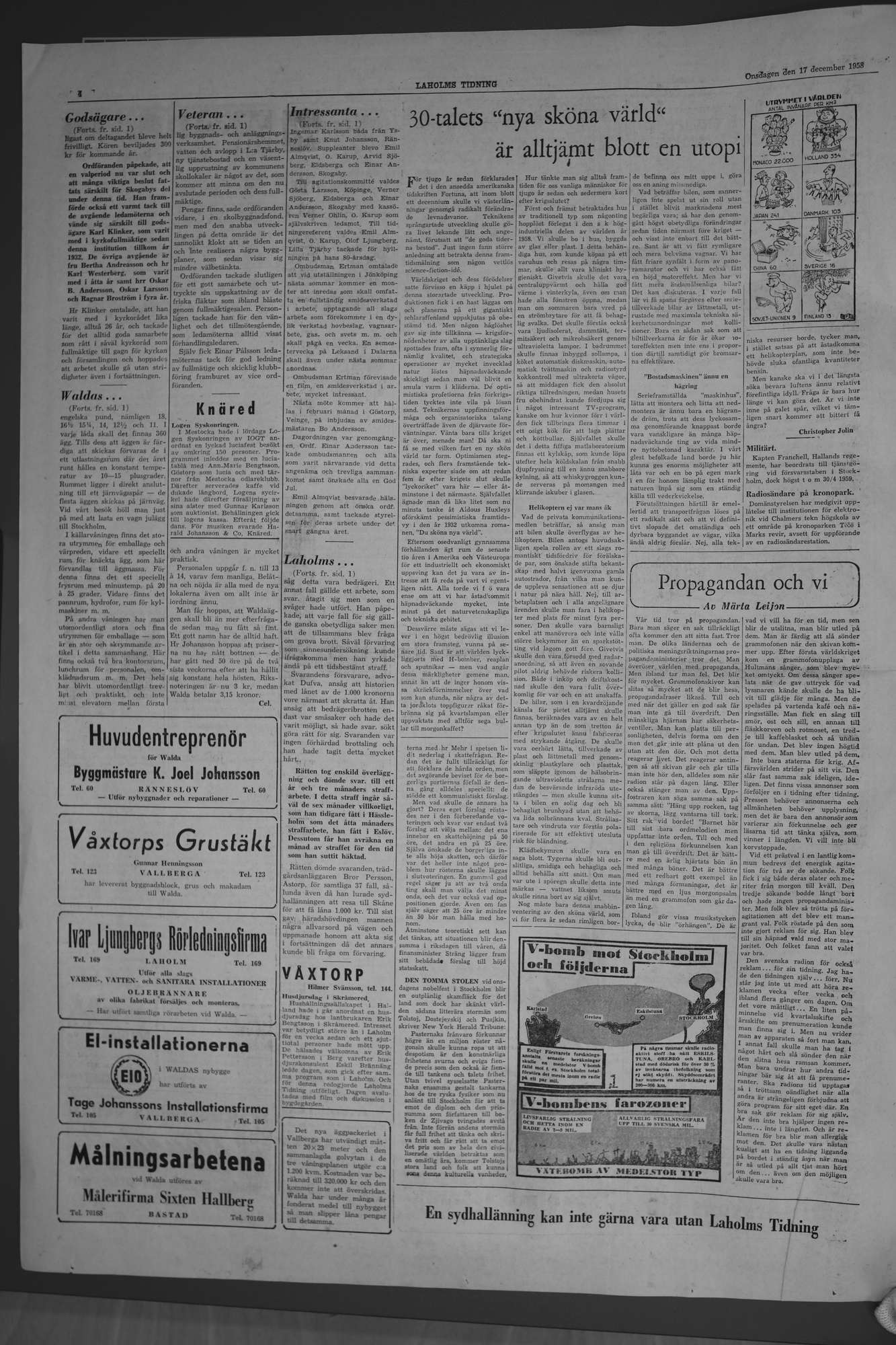 Laholms Tidning Onsdag 17 december 1958, sida 4